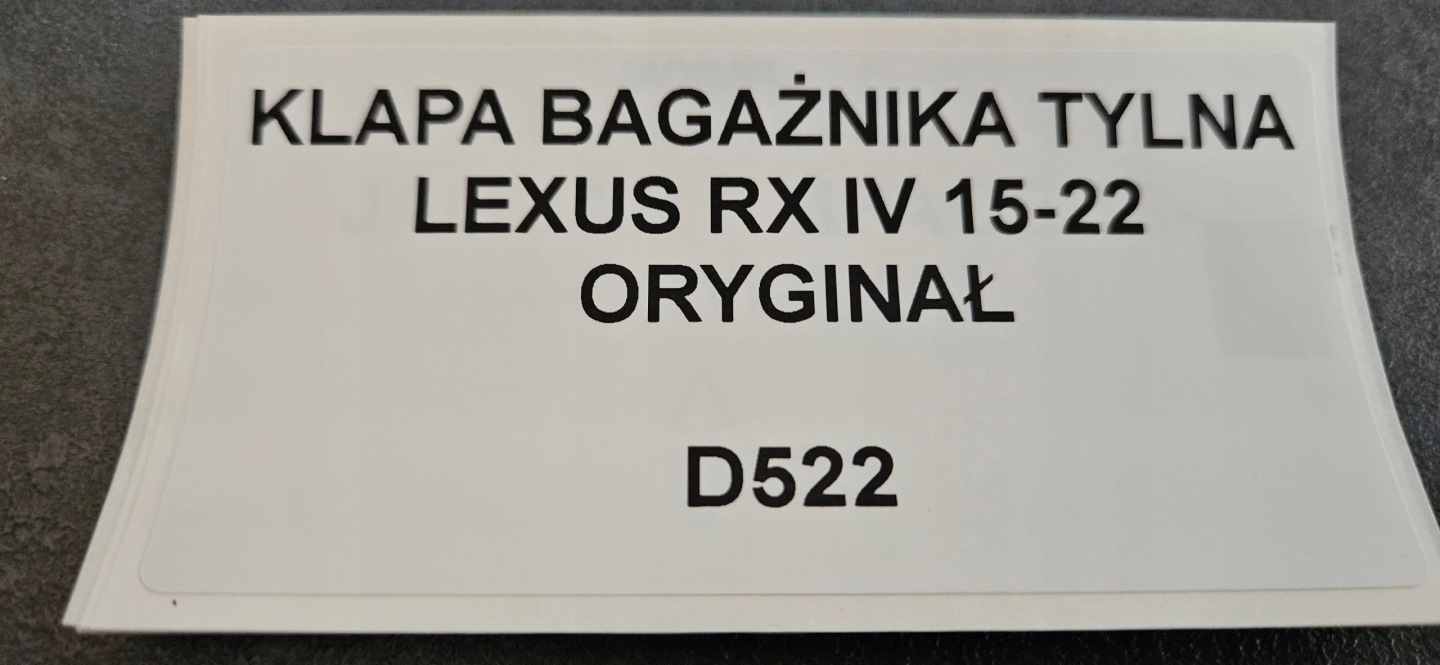 trunk door boot rear LEXUS RX IV 15-22 original