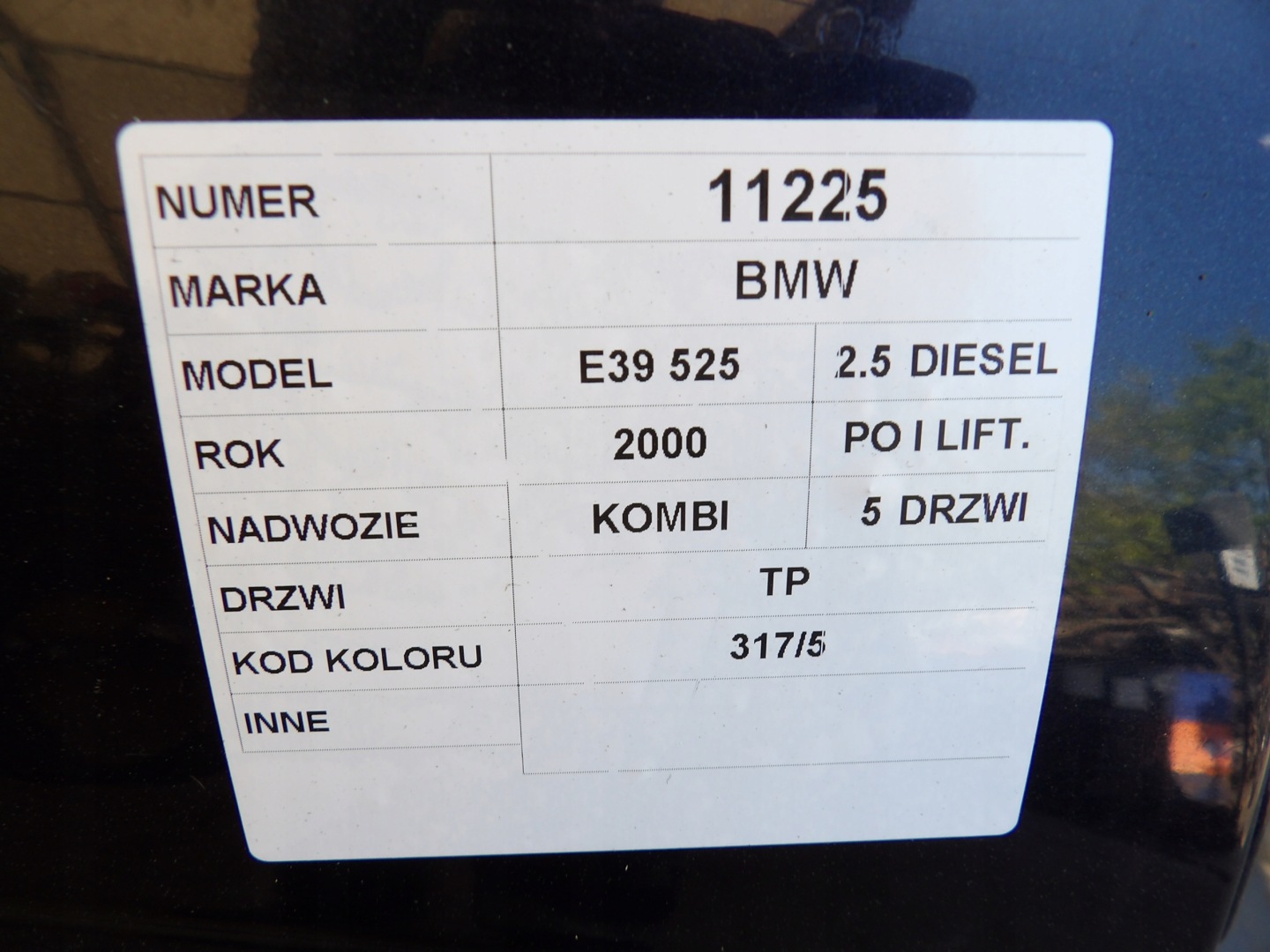 BMW E39 door rear. right lak. 317/5 kombi lift
