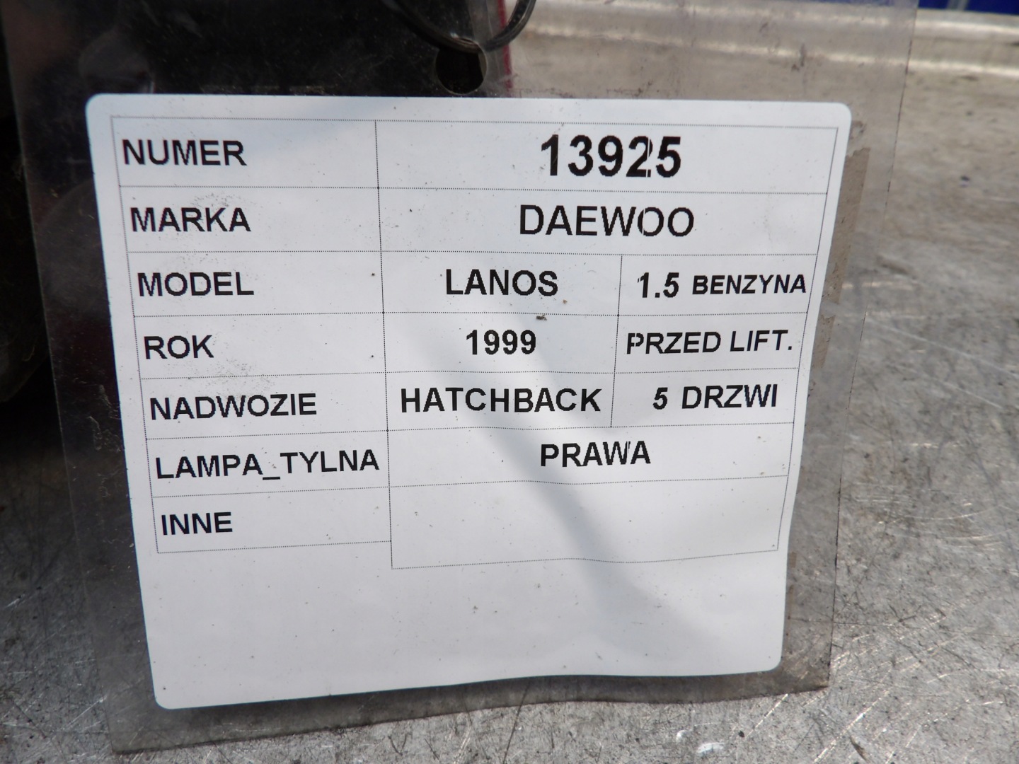 Daewoo Lanos light rear right