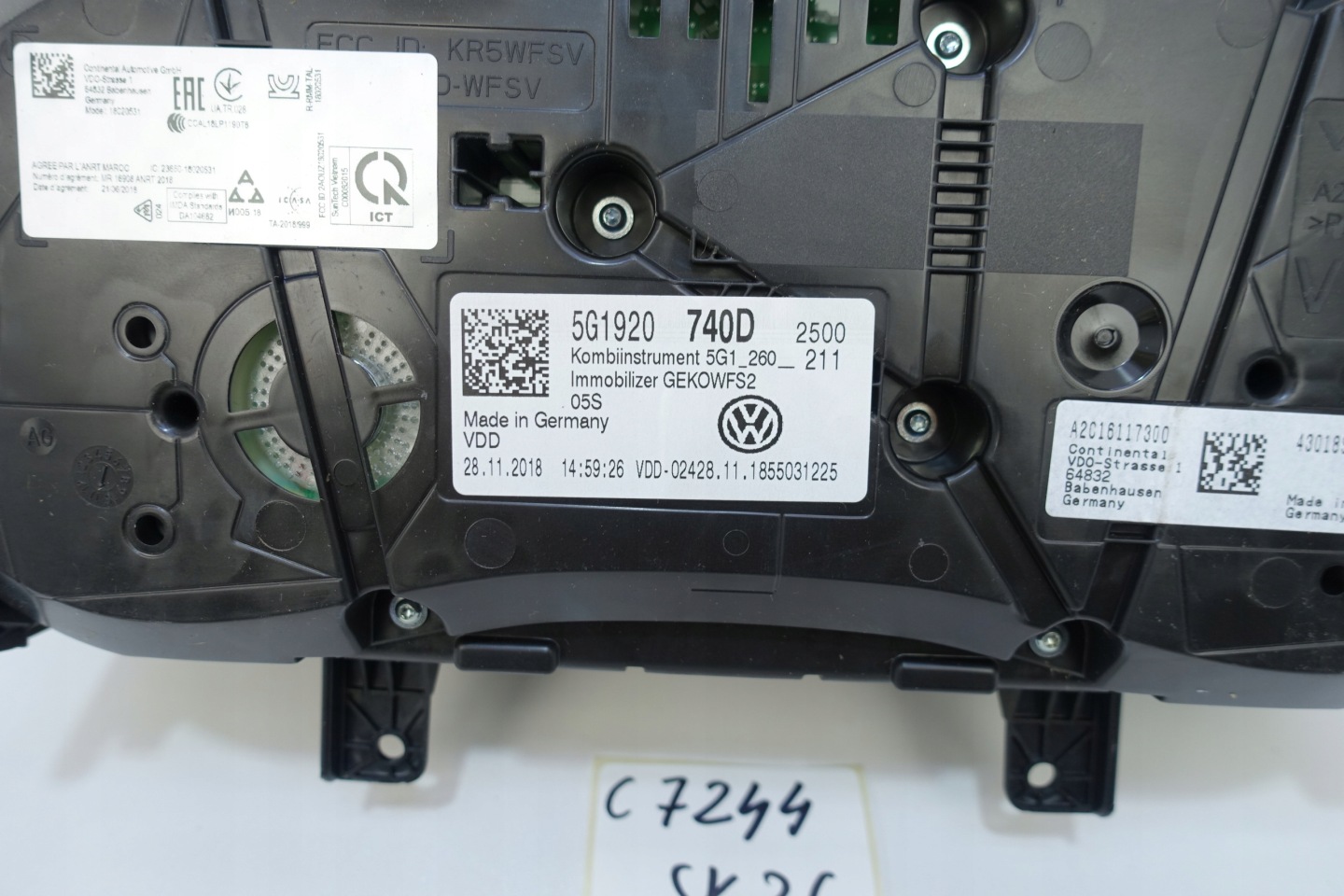 dials dials VW GOLF VII 7 5G 53870KM 5G1920740D