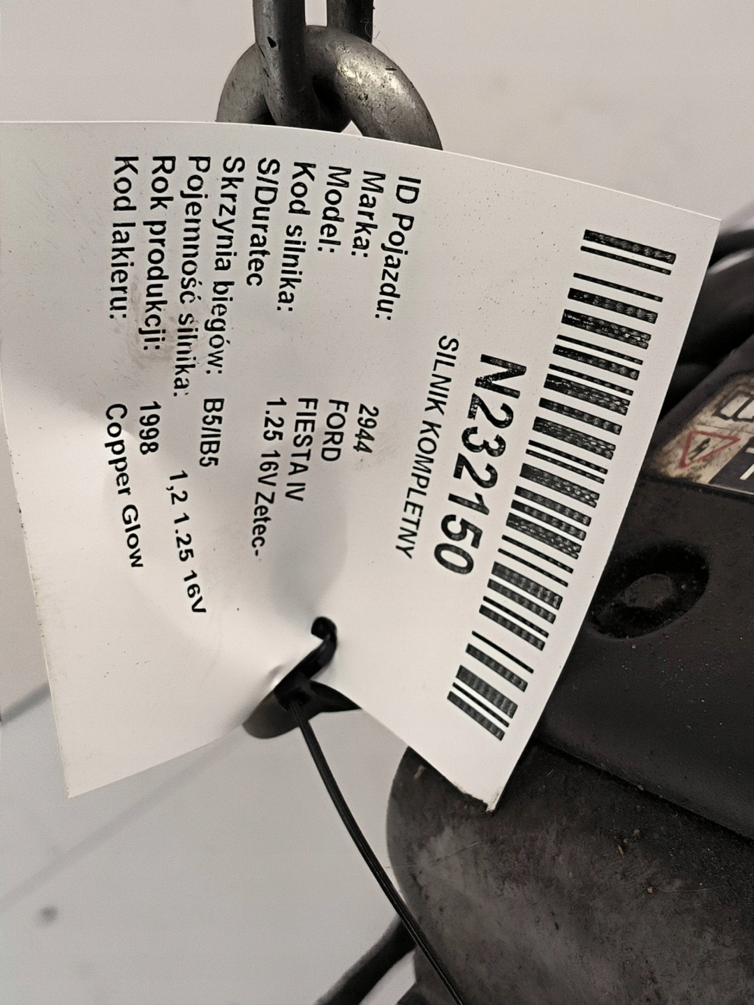 engine pillar DHA 1.2 54 KM FORD FIESTA IV