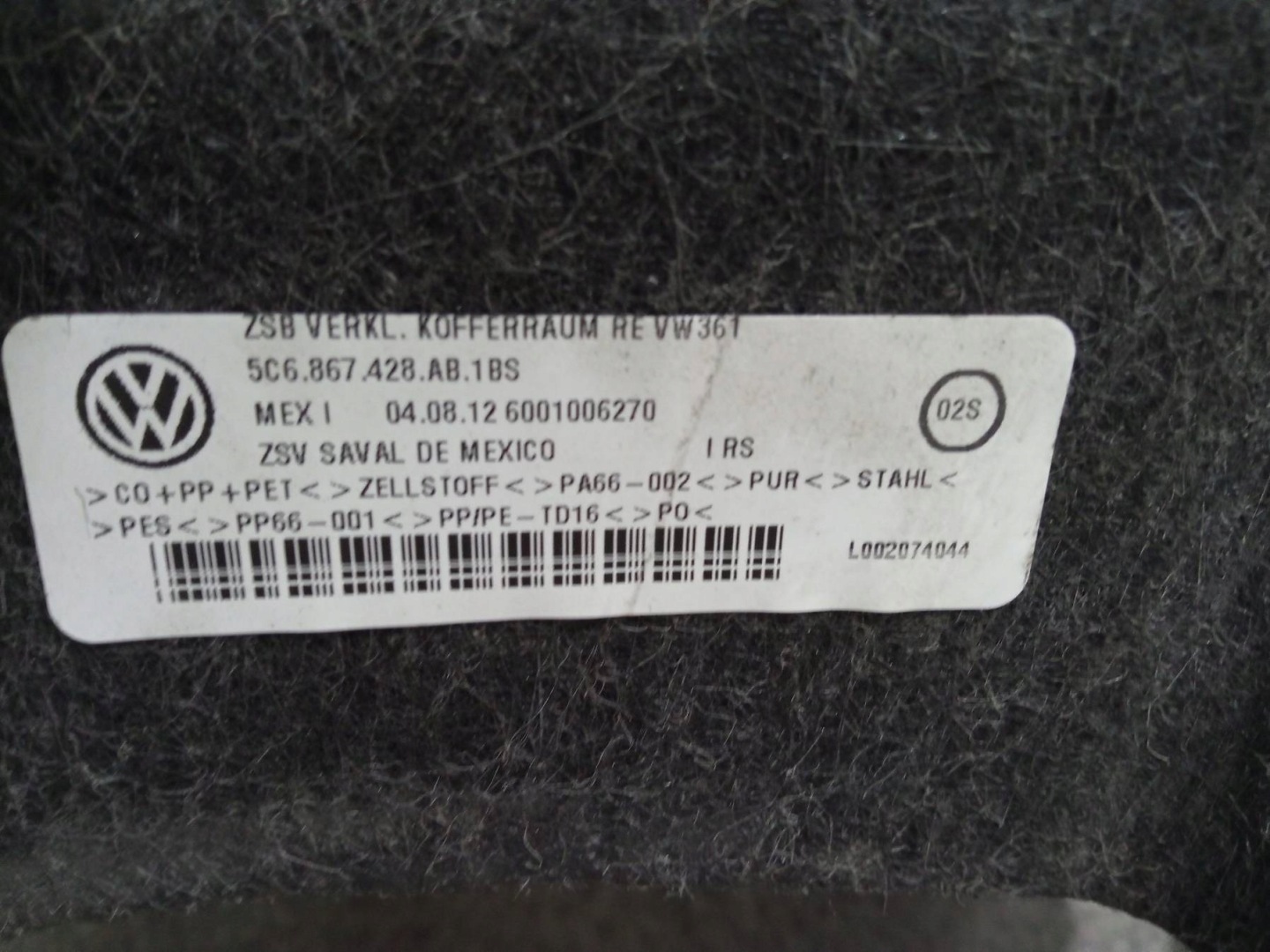 upholstery side right left rear part KPL 5C boot Volkswagen Jetta VI