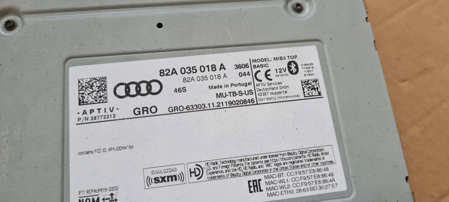 Q3 83A JEDNOSTKA Bedienteil MMI MULTIMEDIA 82A035018A