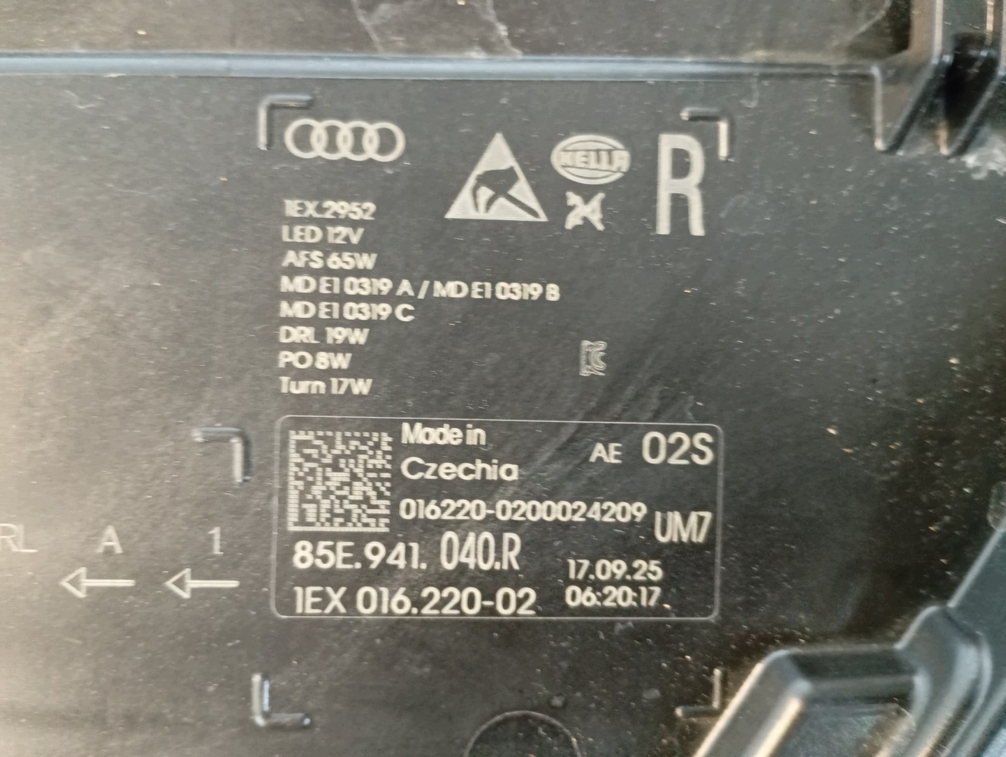 light right front front FULL LED AUDI A6 E-TRON 85E 85E941040AR