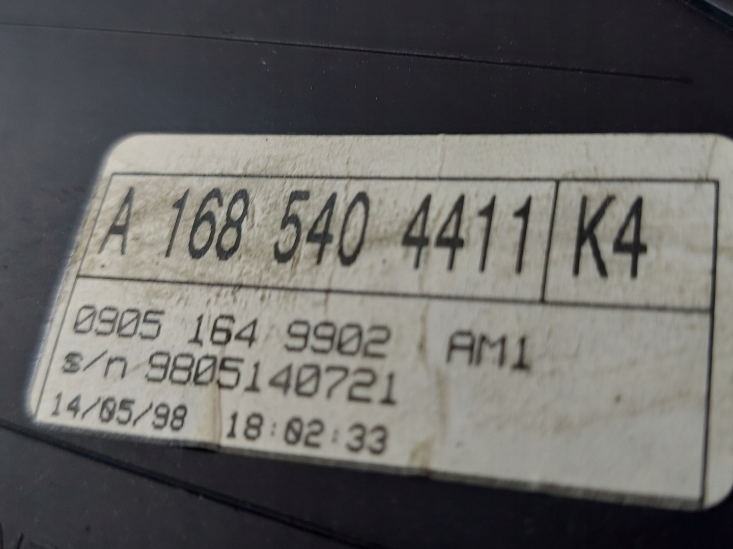 dials clock MERCEDES A KLASA W168 A160 A1685404411