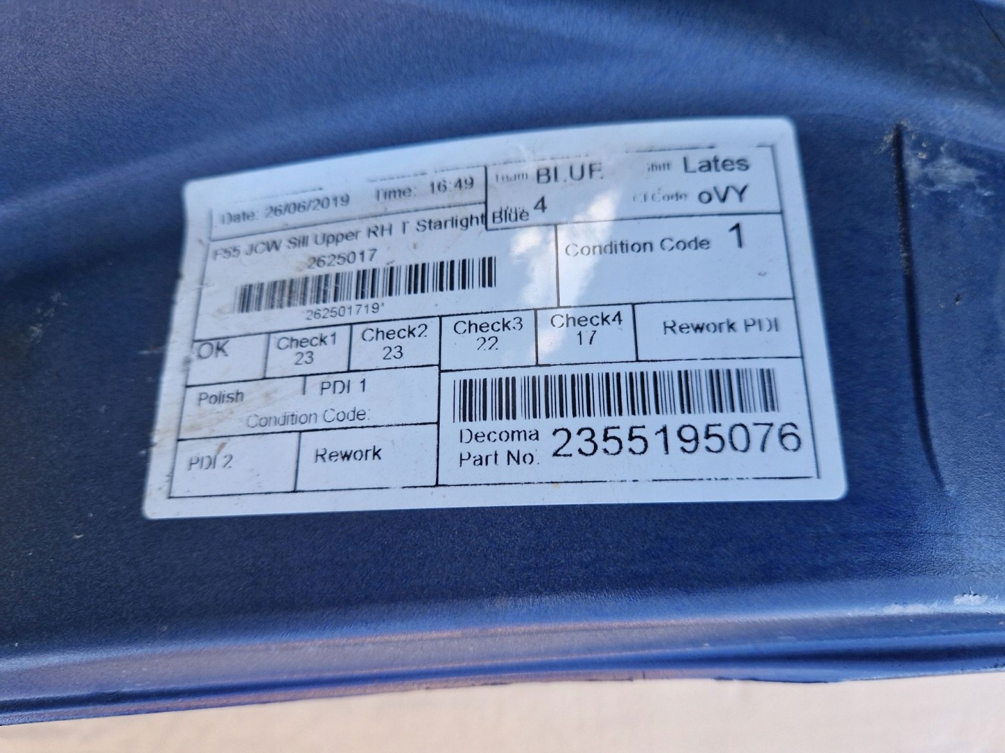 moulding threshold threshold MINI COOPER JCW F55 14R->