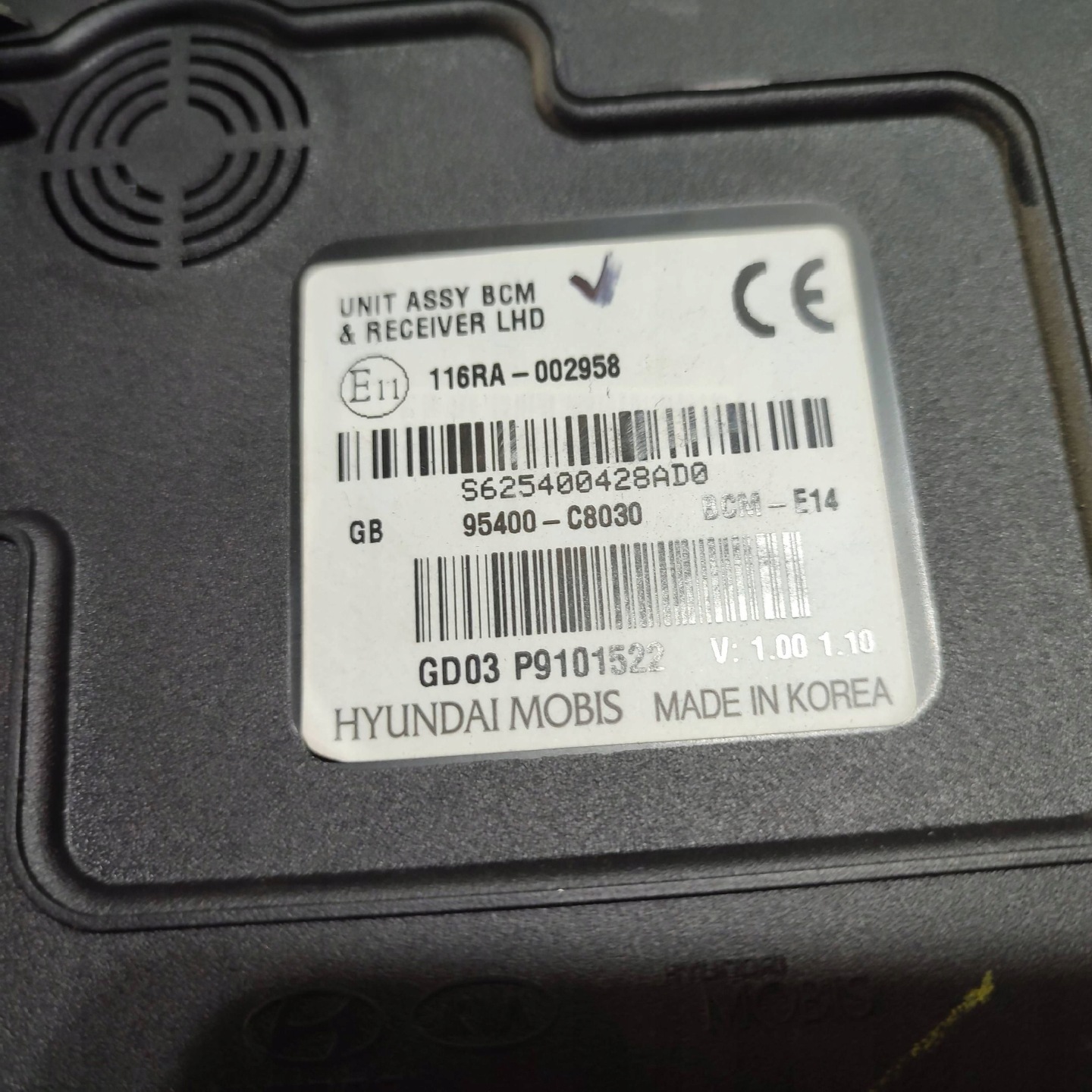 comfort control unit Hyundai i20 95400C8030