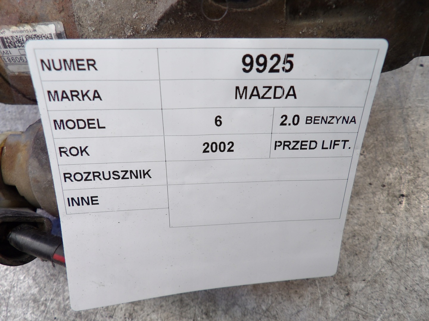 Mazda 6 starter M000T90981 L813