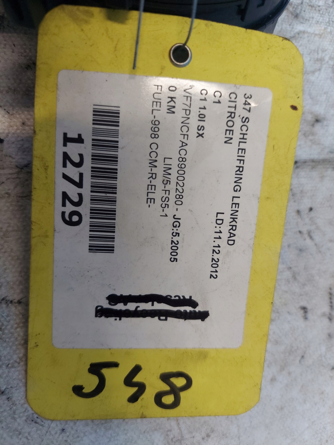 ring airbag CITROEN C1 2005 R