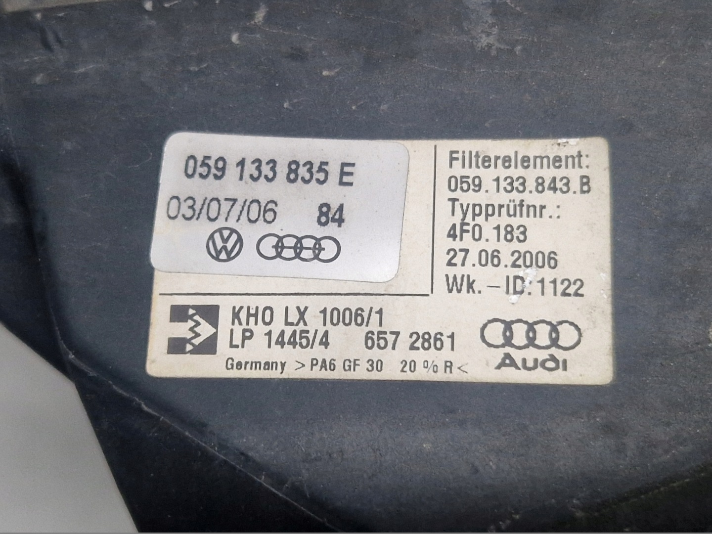 AUDI A6 C6 2.7 TDI DIESEL luftfiltergehäuse 059133835E