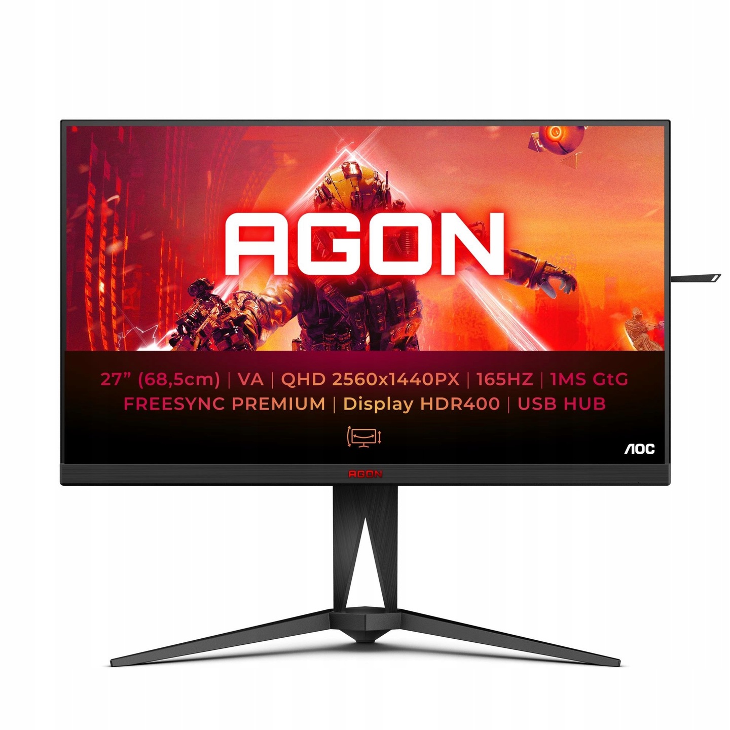 Монитор aoc agon ag275qxn/eu 27" 1440p qhd va led hdr 165hz has hdmi dp ...