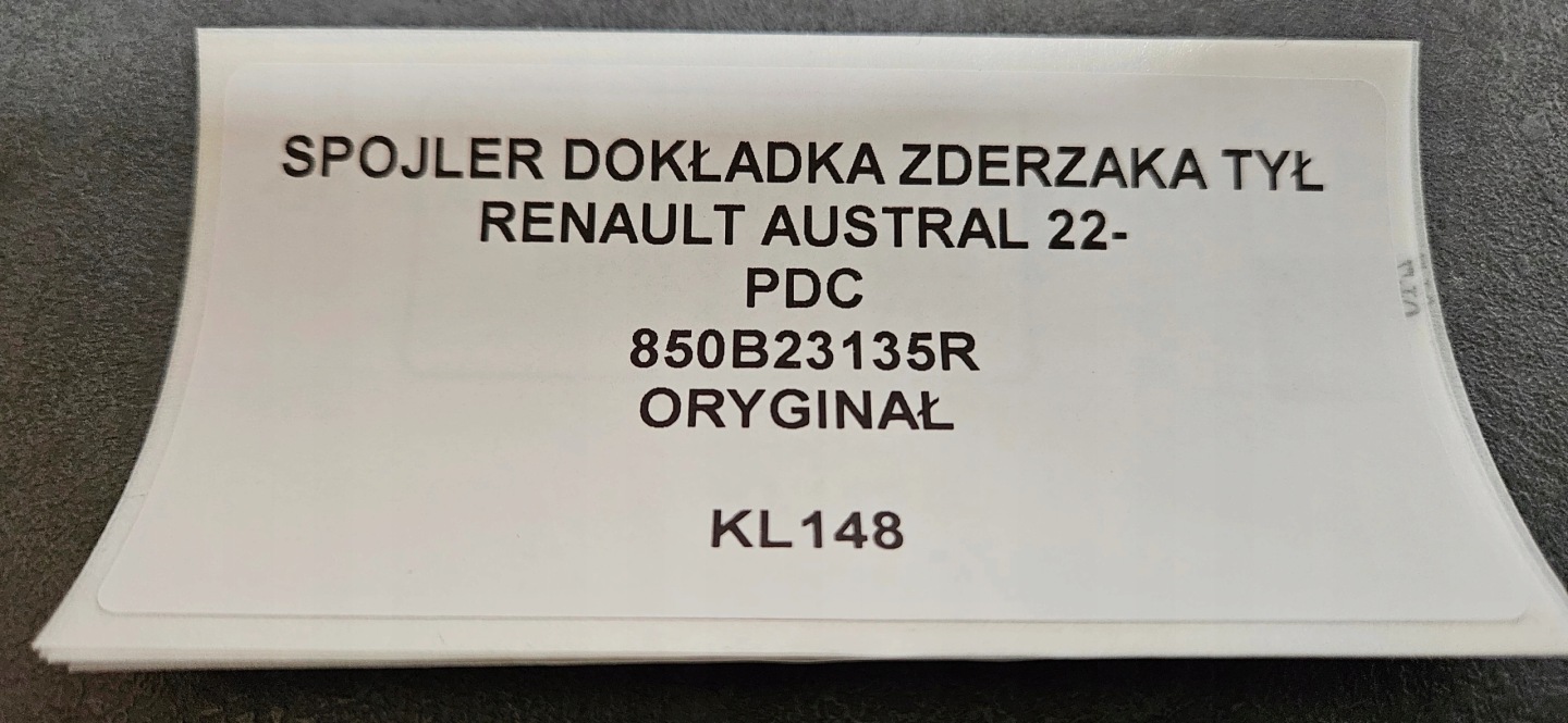 SPOILER accessori Paraurti posteriore RENAULT AUSTRAL 22- PDC Originale 850B23135R