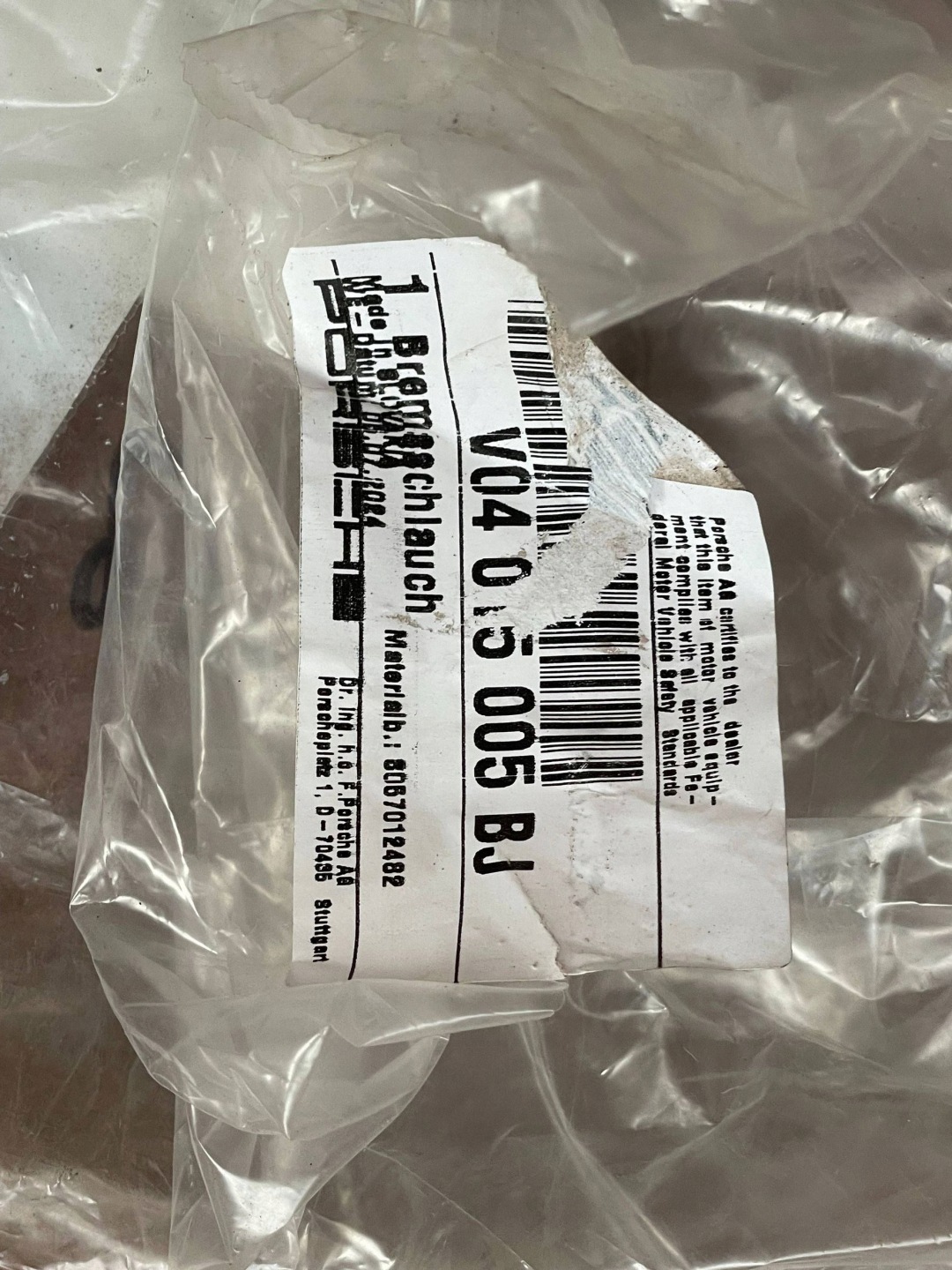 Original Schlauch Brems- Porsche OE V04-015-005-BJ !J