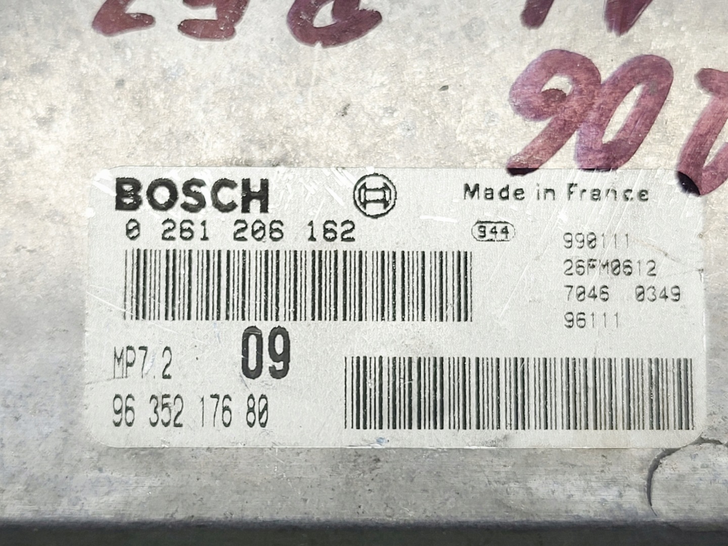 computer control unit of the engine PEUGEOT 206 1.4 B 0261206162 9635217680