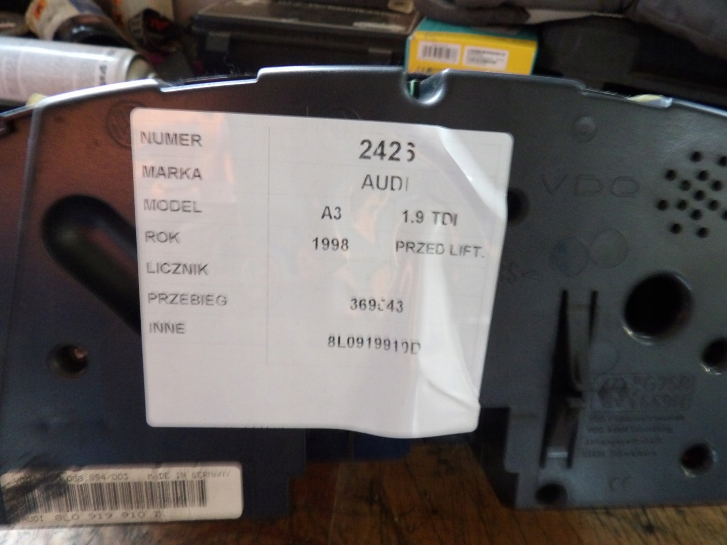 Audi A3 and 8L dials, liczniki 1,9TDI 8L0919910D