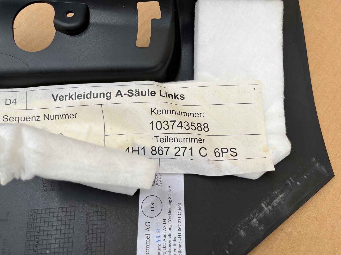 Audi A8 D4 moulding cover cap threshold left front 4H1867271C