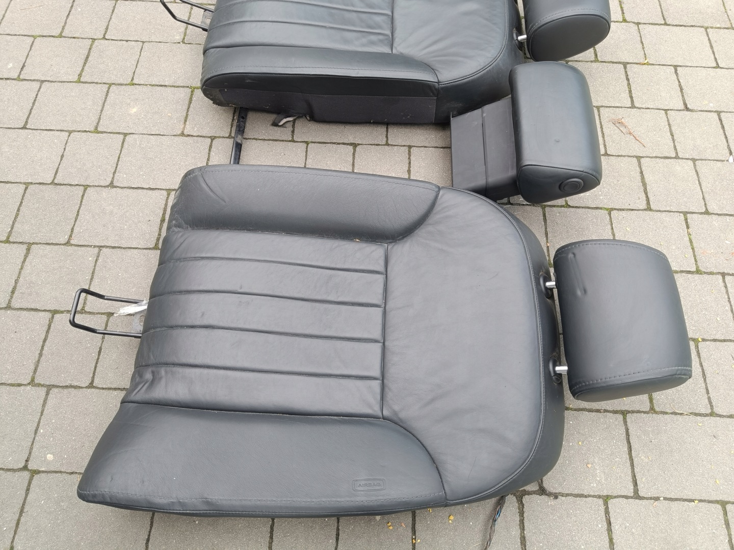 Audi A8 S8 D3 4E 2003 Sitz OPARCIE heck Leder schwarze Kopfstützen AIRBAG