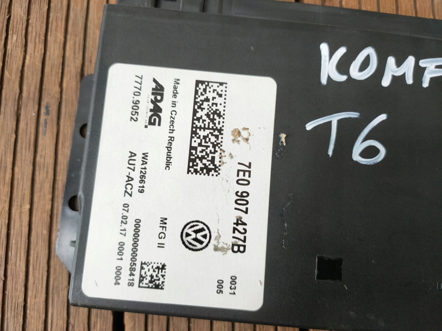 VW T6 MULTIVAN 15-19 comfort control unit control unit 7E0907427B OE