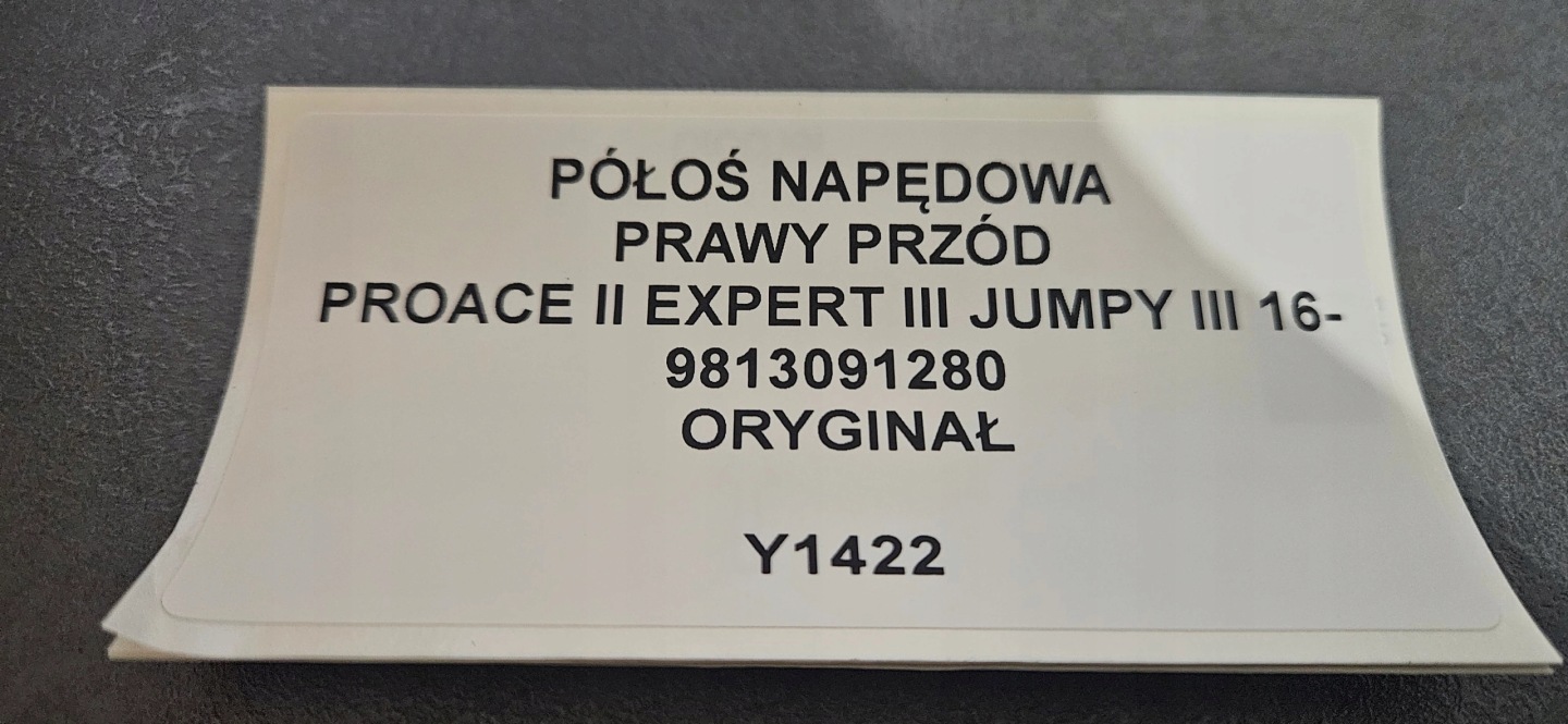 semi-axis NAPEDOWA right front PROACE II EXPERT III JUMPY III 16- 9813091280