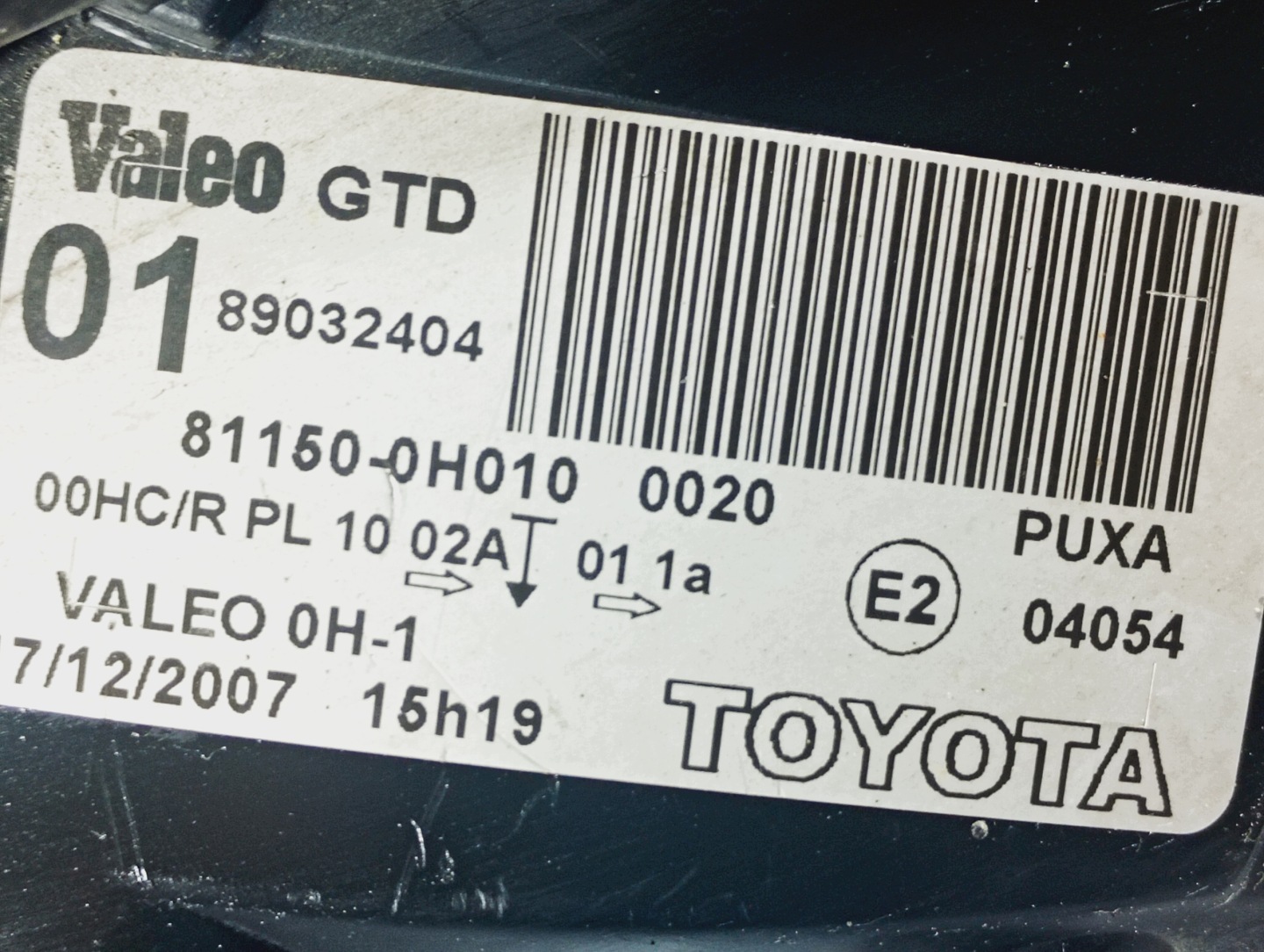 light left front REFLEKTOR left front OE 89032404 Toyota Aygo 05-14