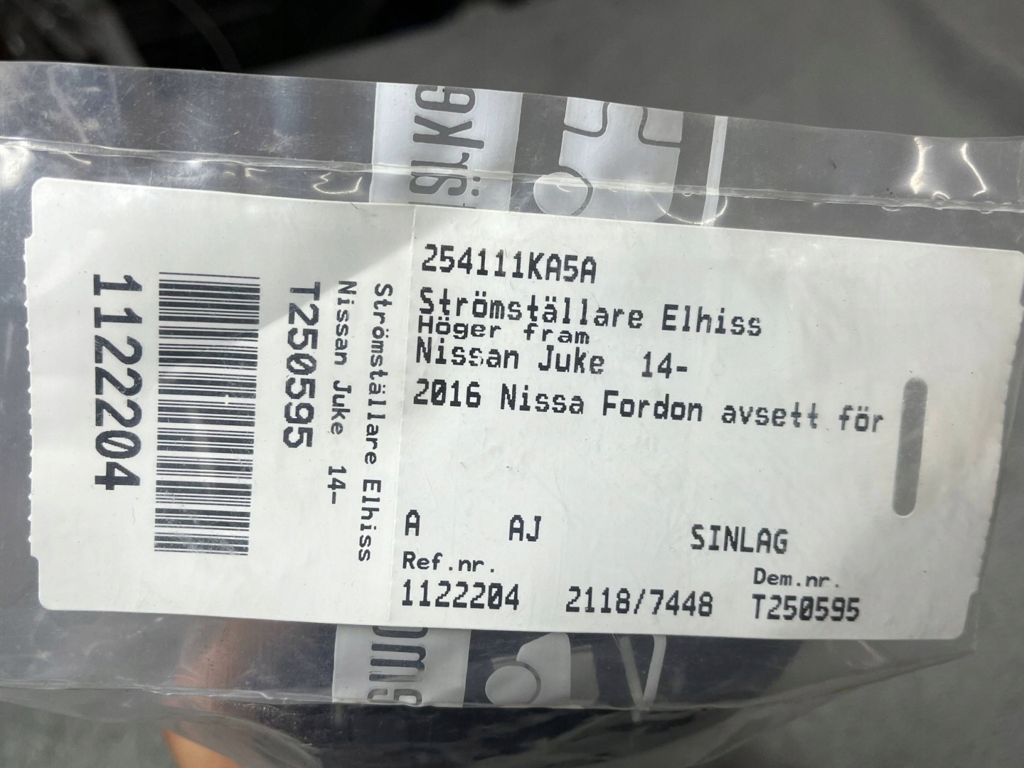 window control switch Nissan Leaf and 254111KA5A