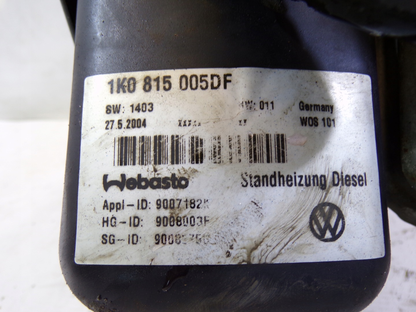 WEBASTO webasto DIESEL VOLKSWAGEN TOURAN 1 und 1K0815005DF