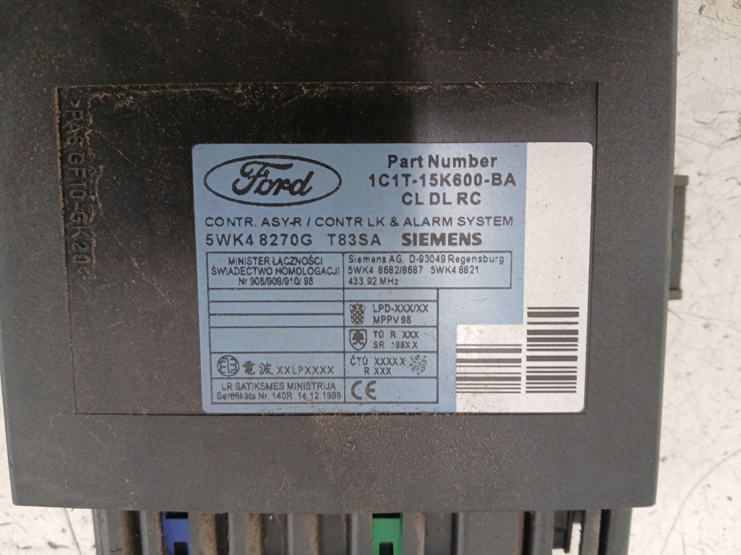 FORD TRANSIT MK6 comfort control unit 1C1T15K600BA