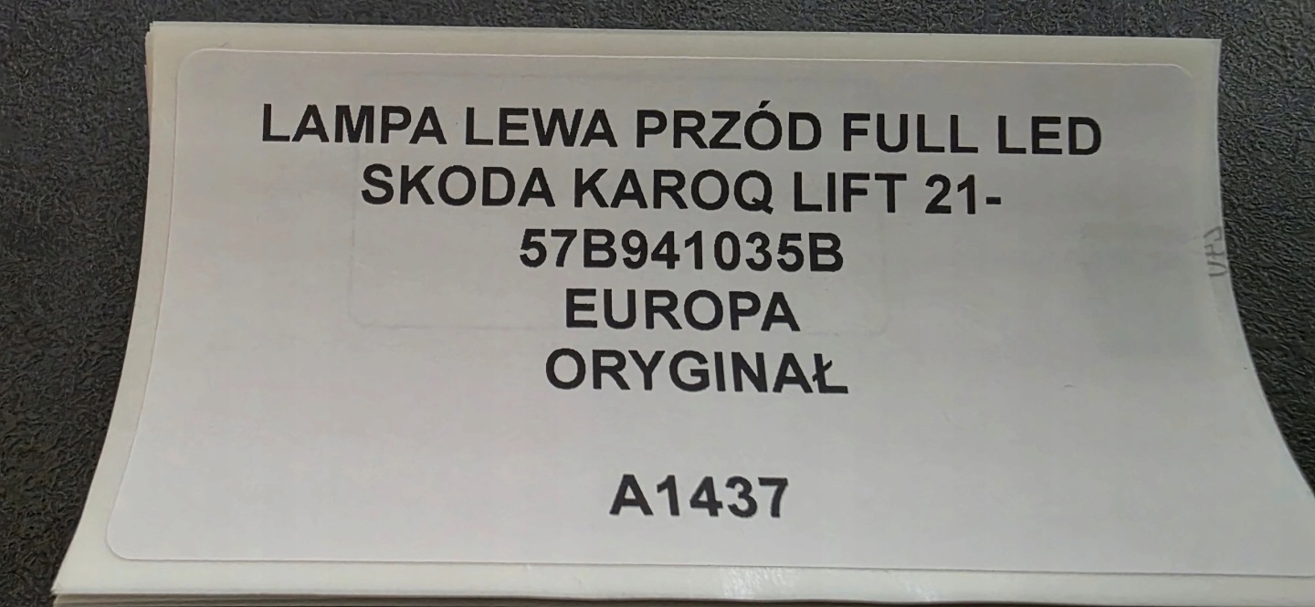 light left front FULL LED SKODA KAROQ LIFT 21- original EUROPA 57B941035B