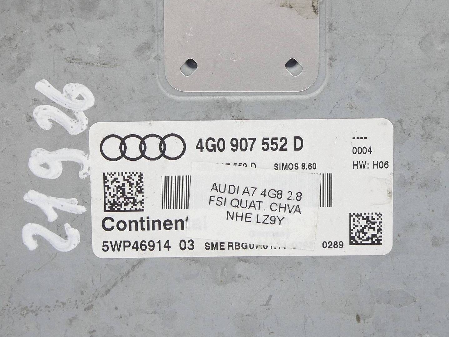 computer control unit of the engine module ECU AUDI A6 C7 A7 4G 2.8 FSI 4G0907552F