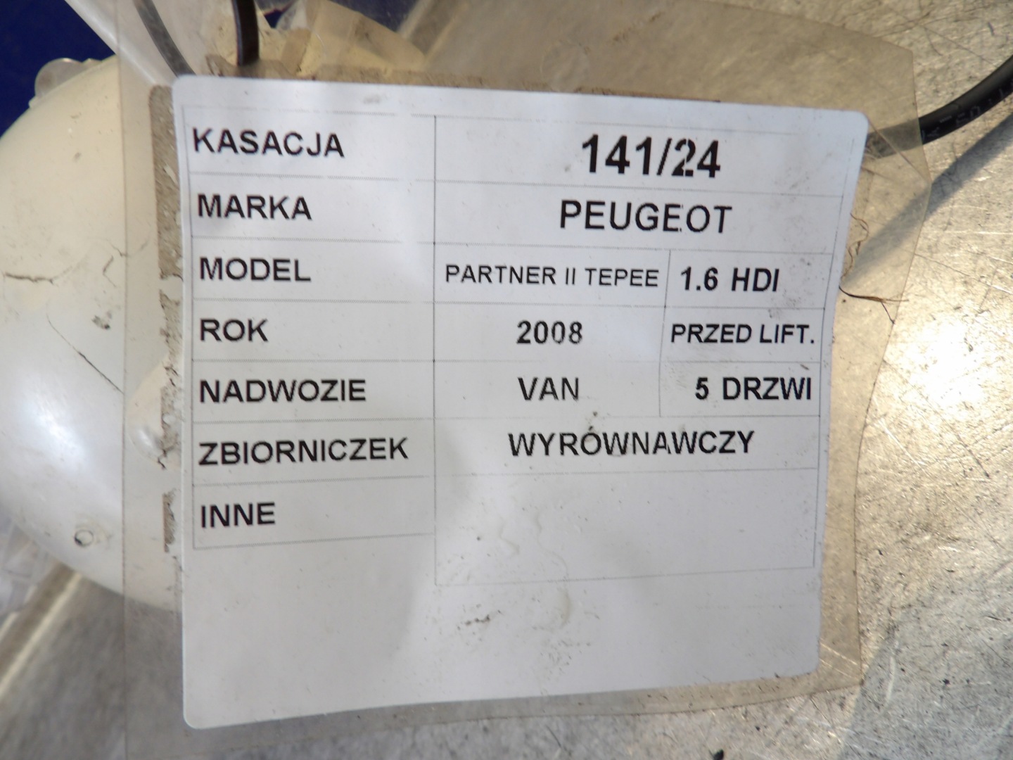 PEUGEOT PARTNER II TEPEE - ekspanziona posuda 9684527680001