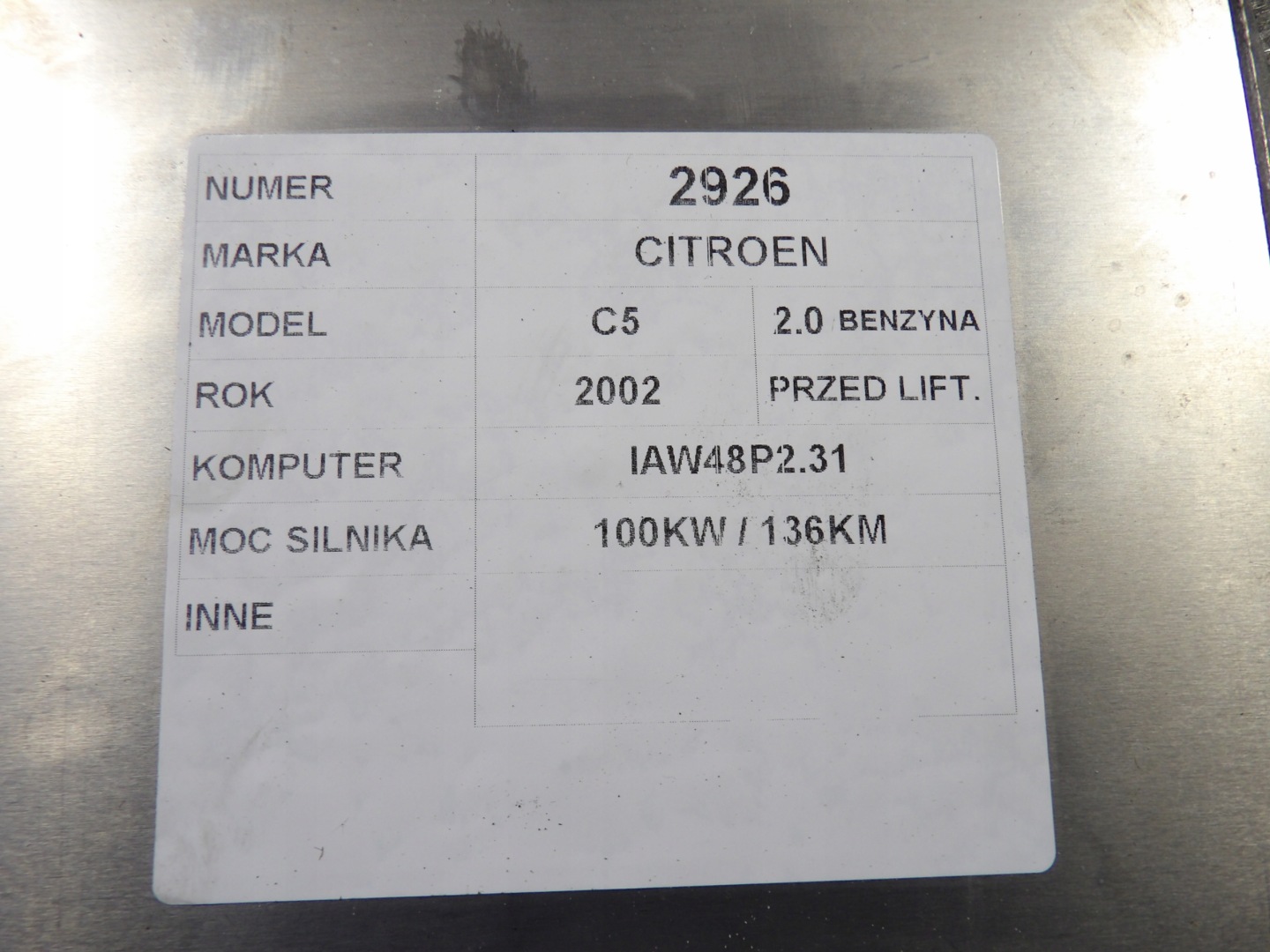 Citroen C5 e computer, Centralina 16469034, 9642606280 IAW48P2.31