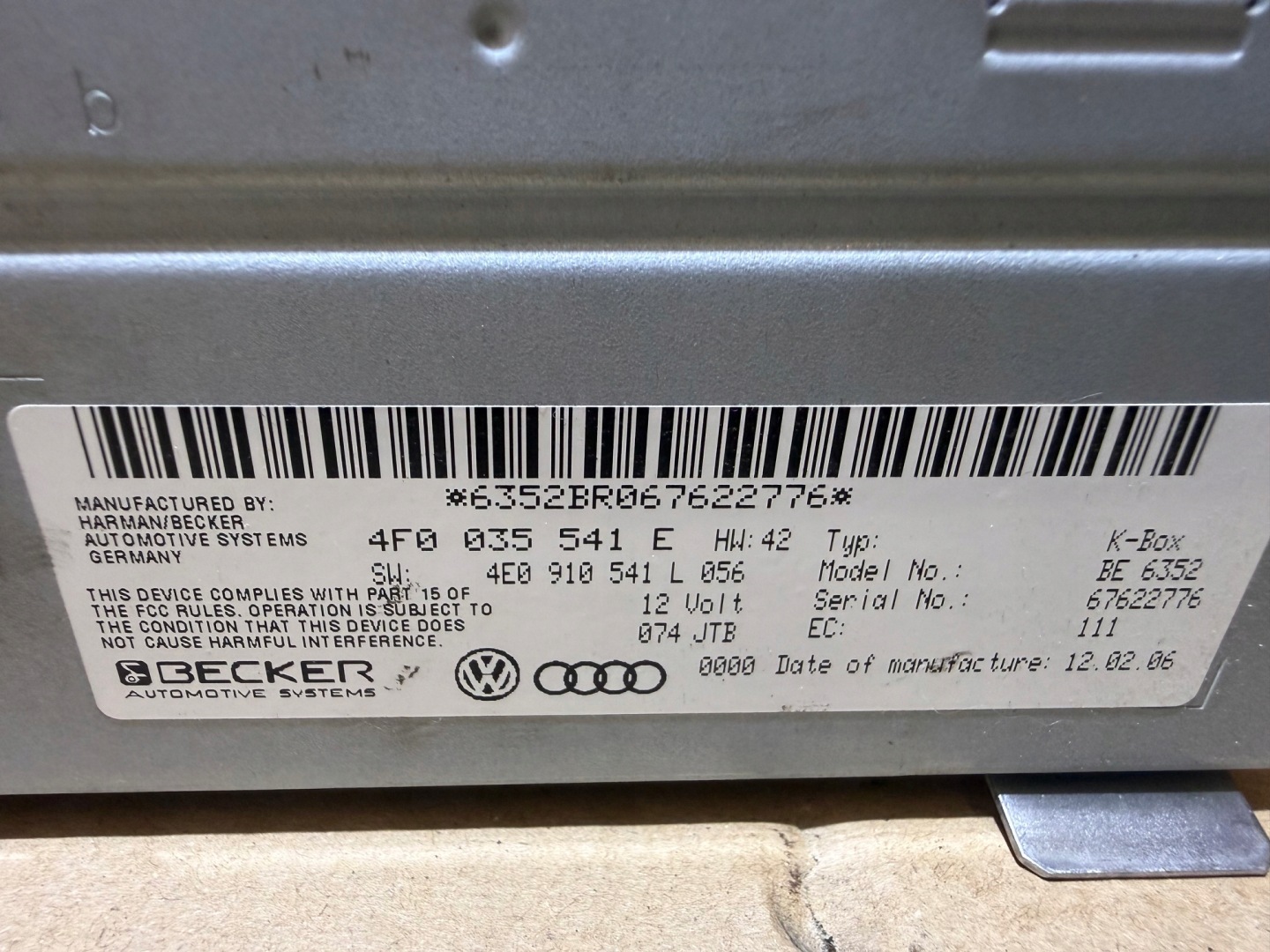 AUDI A6 C6 A8 D3 Q7 4L modulo TUNER RADIA 4F0035061B