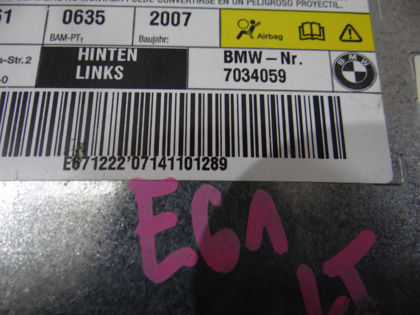 airbag POWIETRZNA left rear part BMW E61 7034059
