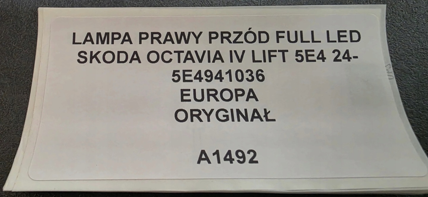 light right front FULL LED SKODA OCTAVIA IV LIFT 24- original 5E4941036