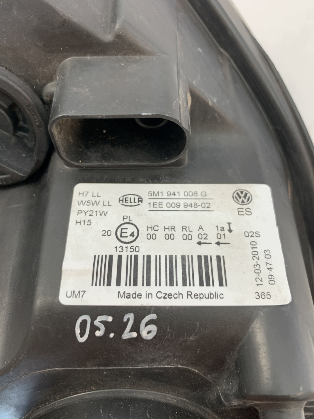 light front right reflektor Volkswagen VW Golf plus FL 09r 5M1941006G