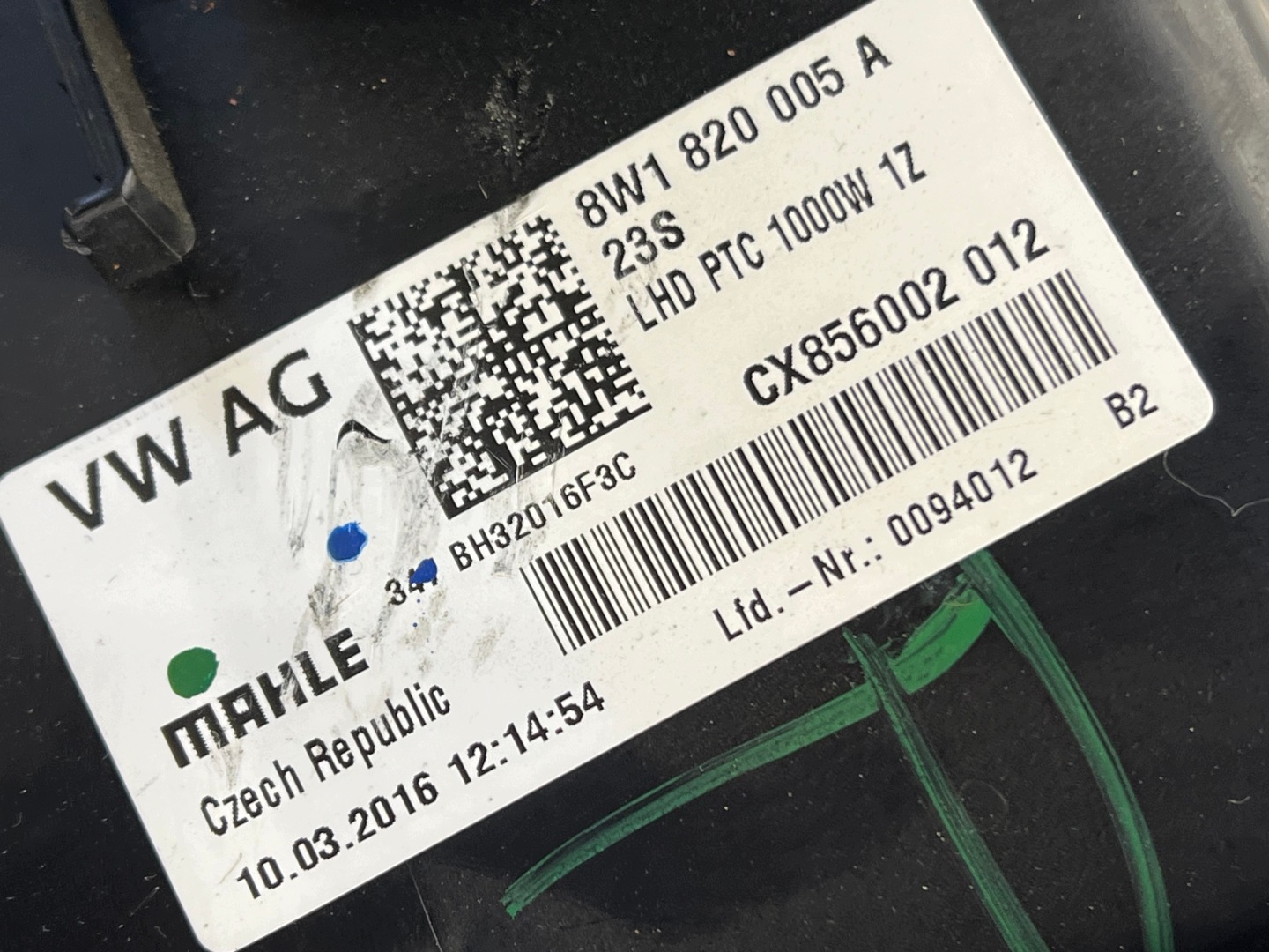 ohrievač kompletná A4 B9 8W 8W1820005 EUROPA