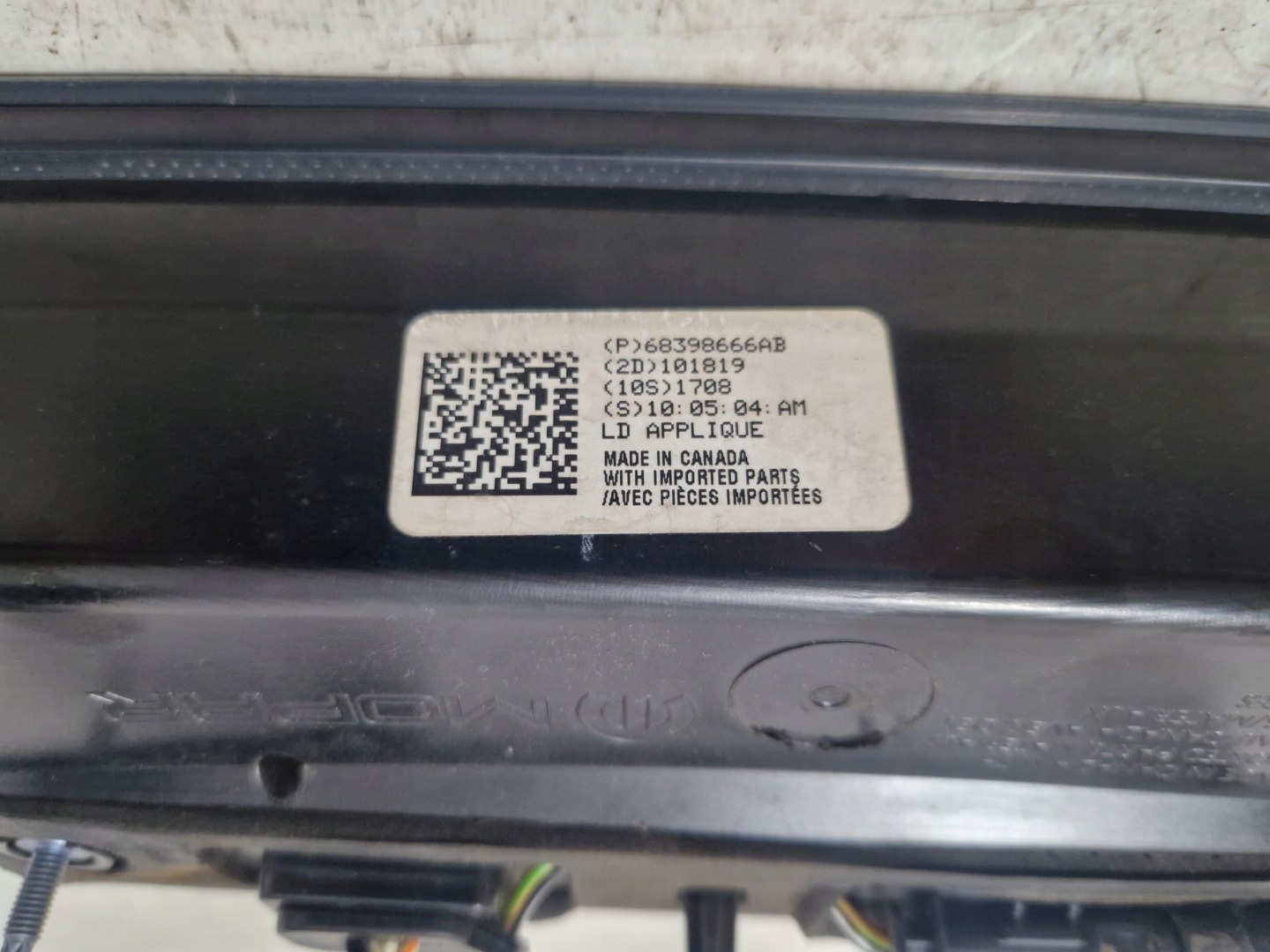 DODGE CHARGER 2019- light cap rear part rear 68398666AB