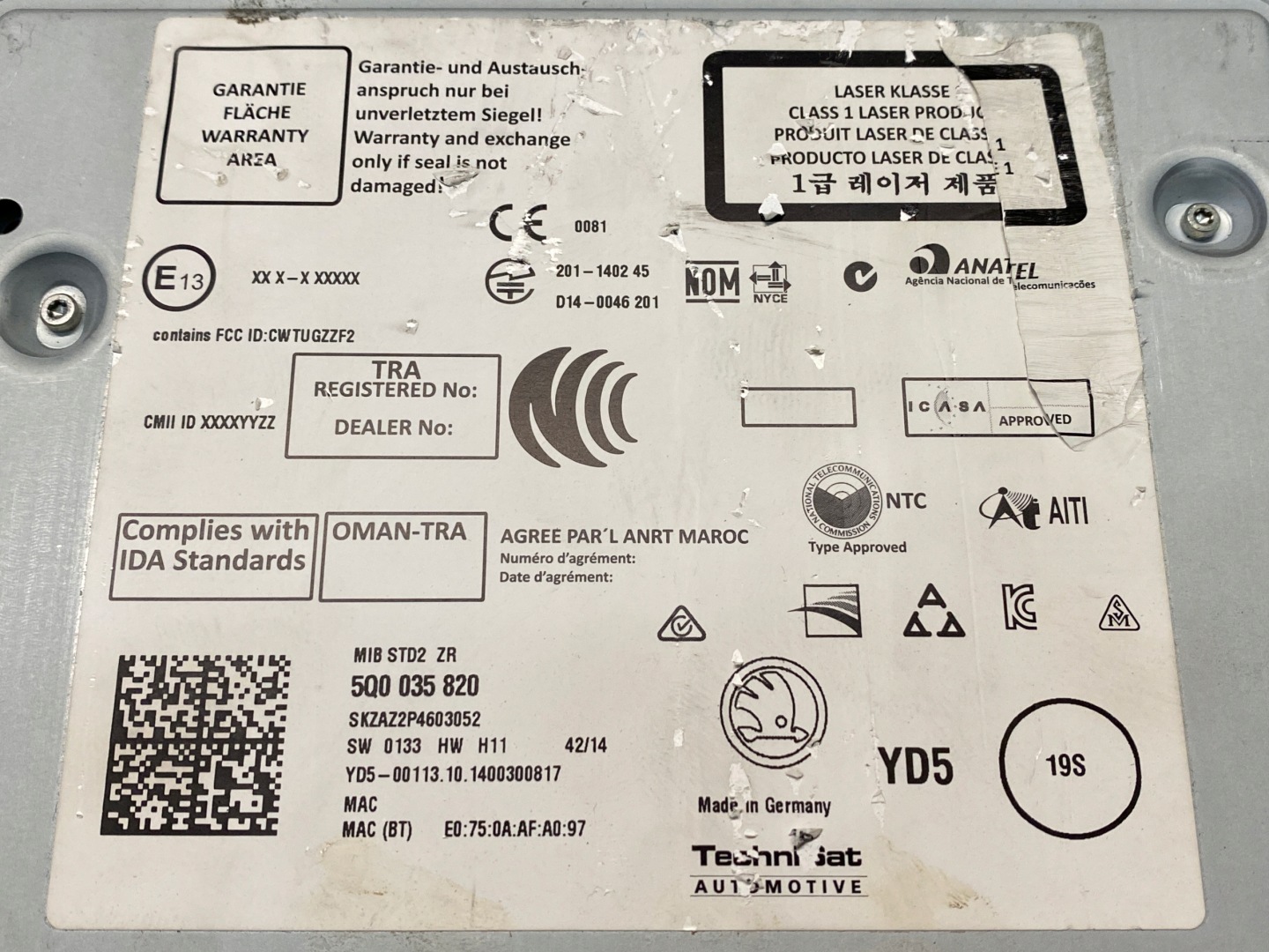 SKODA FABIA III player SD MULTIMEDIA 5Q0035820
