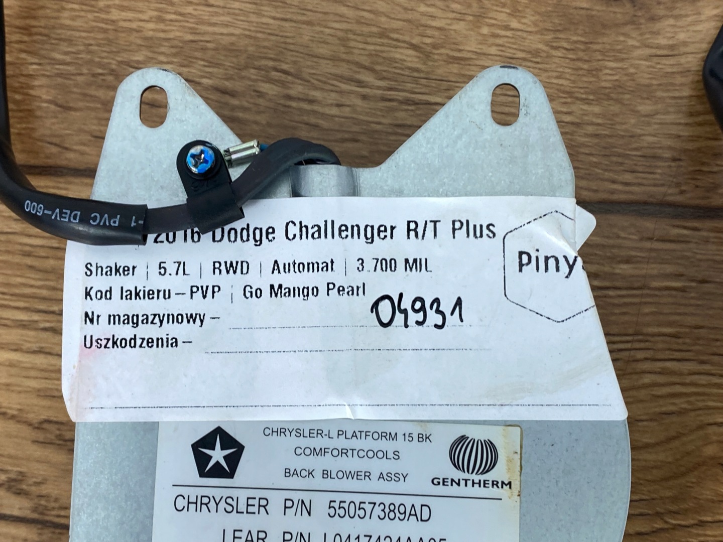 Motor wentylacji SITZ Lüfter Dodge Challenger 2015+ USA
