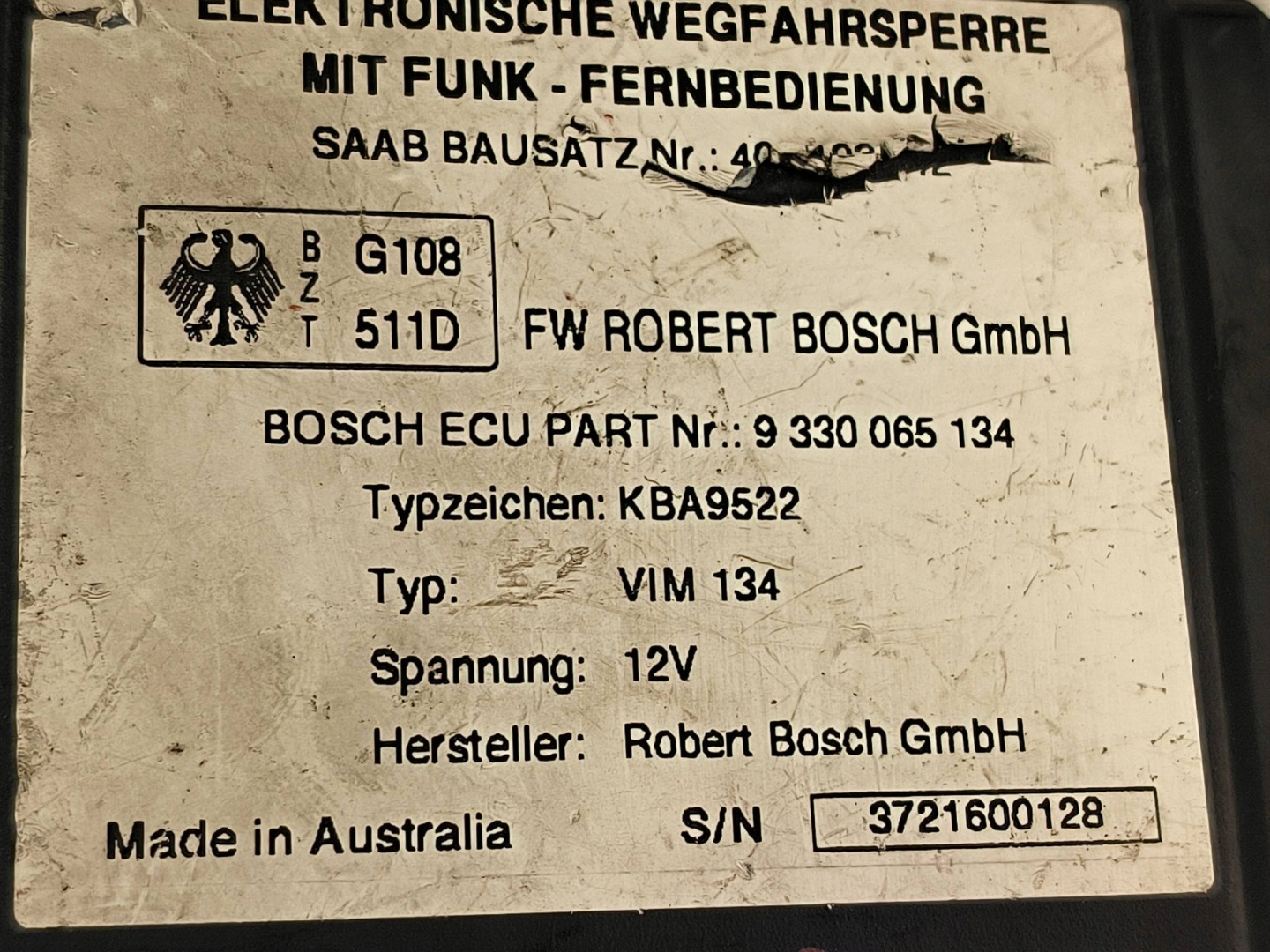 module 9330065134 OPEL ASTRA II