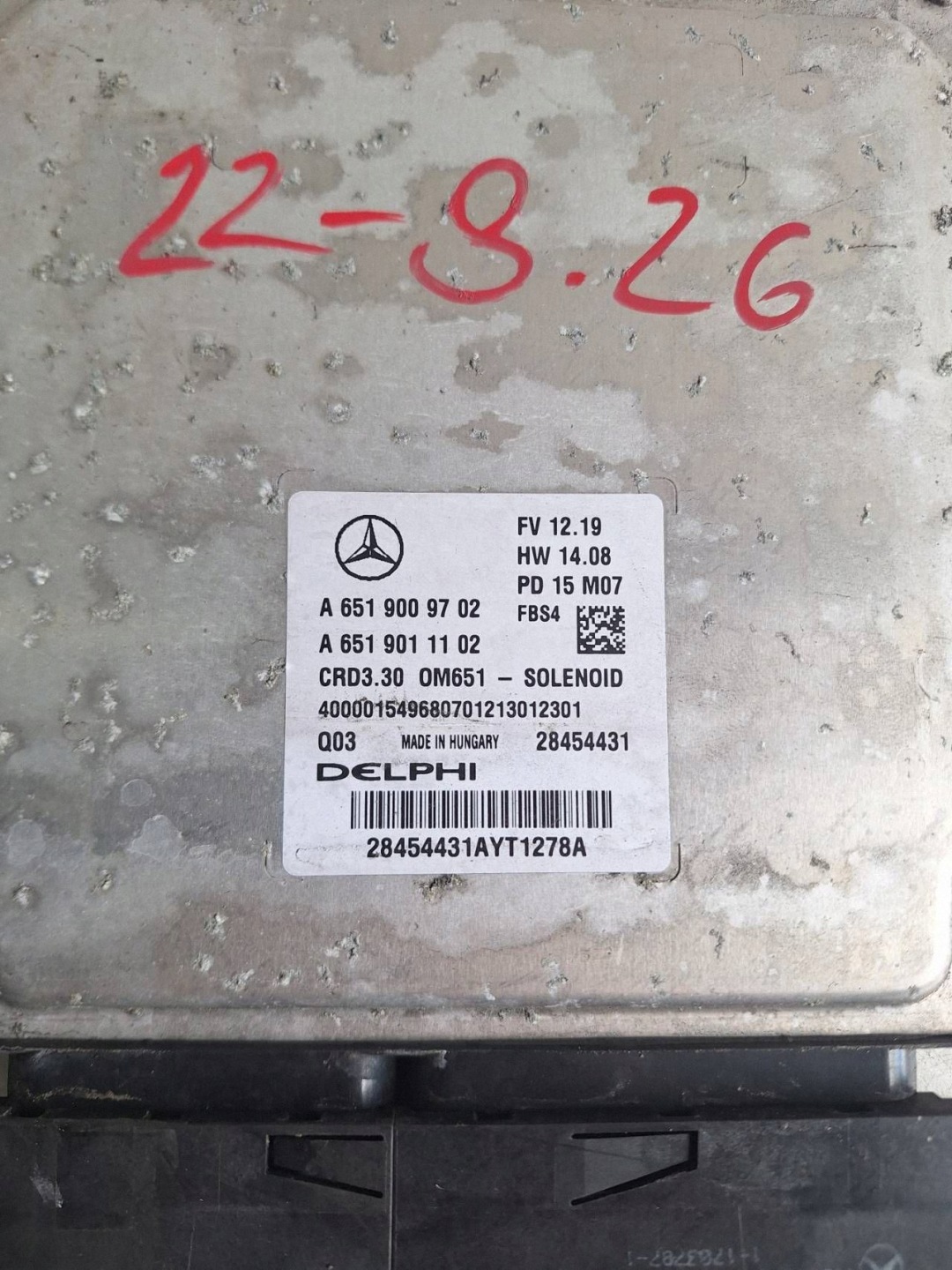 MERCEDES computer control unit of the engine A6519011102 DELPHI A6519009702