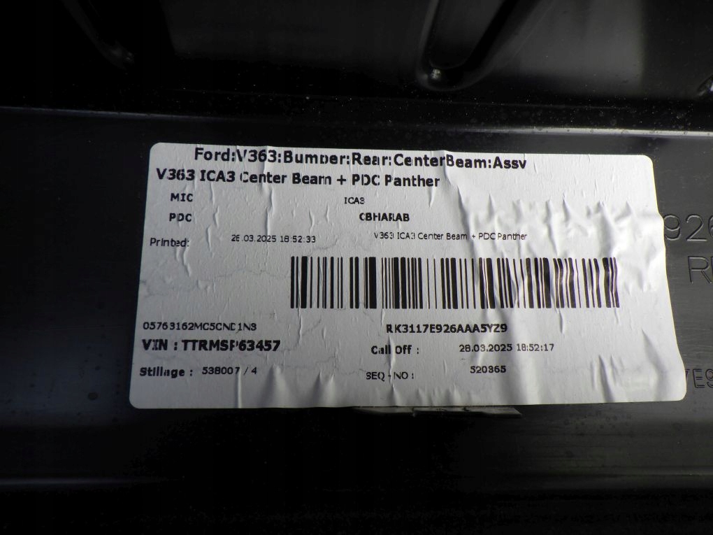 FORD TRANSIT MK8 14- bumper rear cap