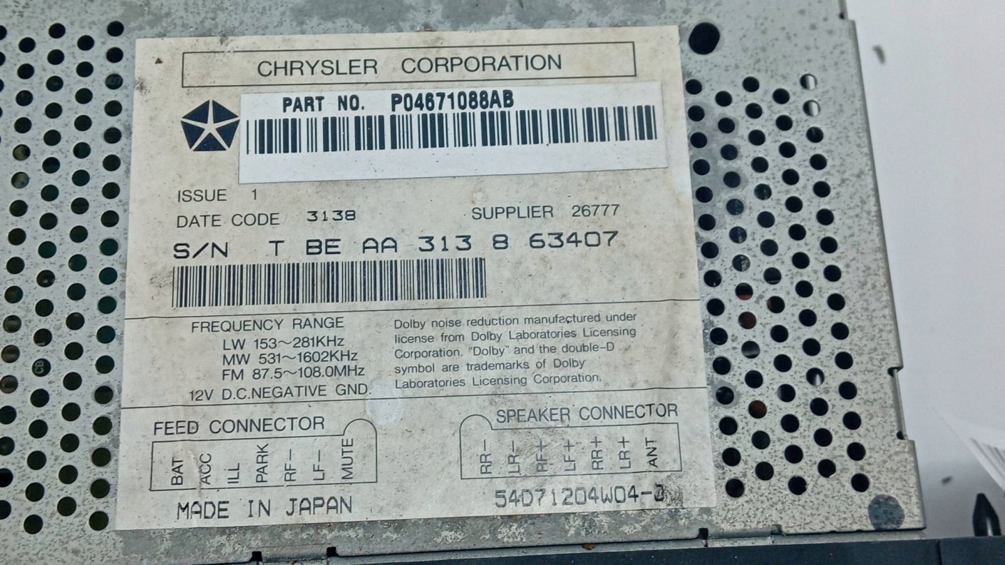 RADIO Radio P04671088AB CHRYSLER SEBRING e