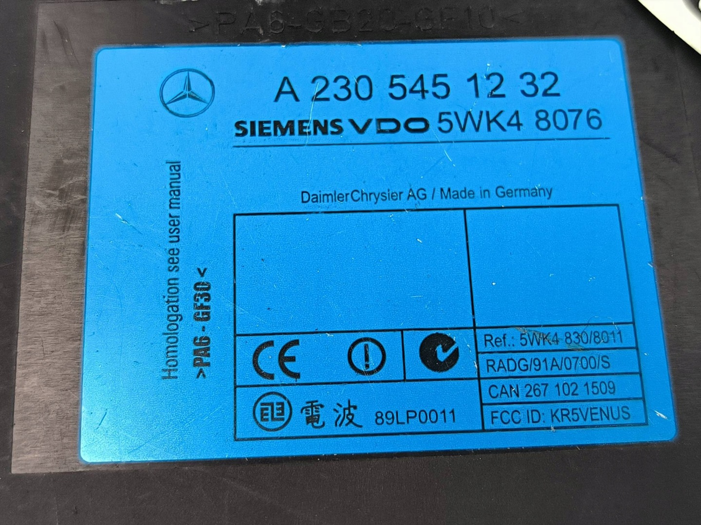 modulo KEYLESS A2305451232 MERCEDES S- KLASA W220 LIFT