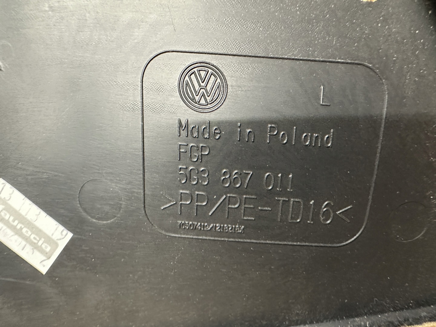 VW GOLF VII 7 3 door side door left
