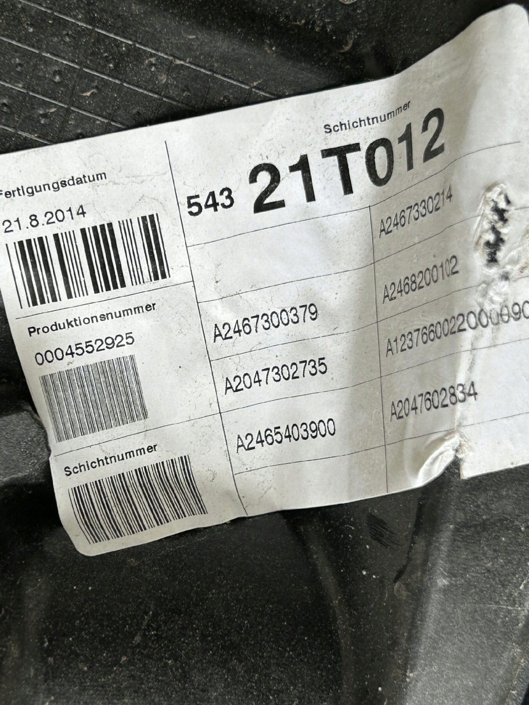 window regulator door left rear part MERCEDES B 246