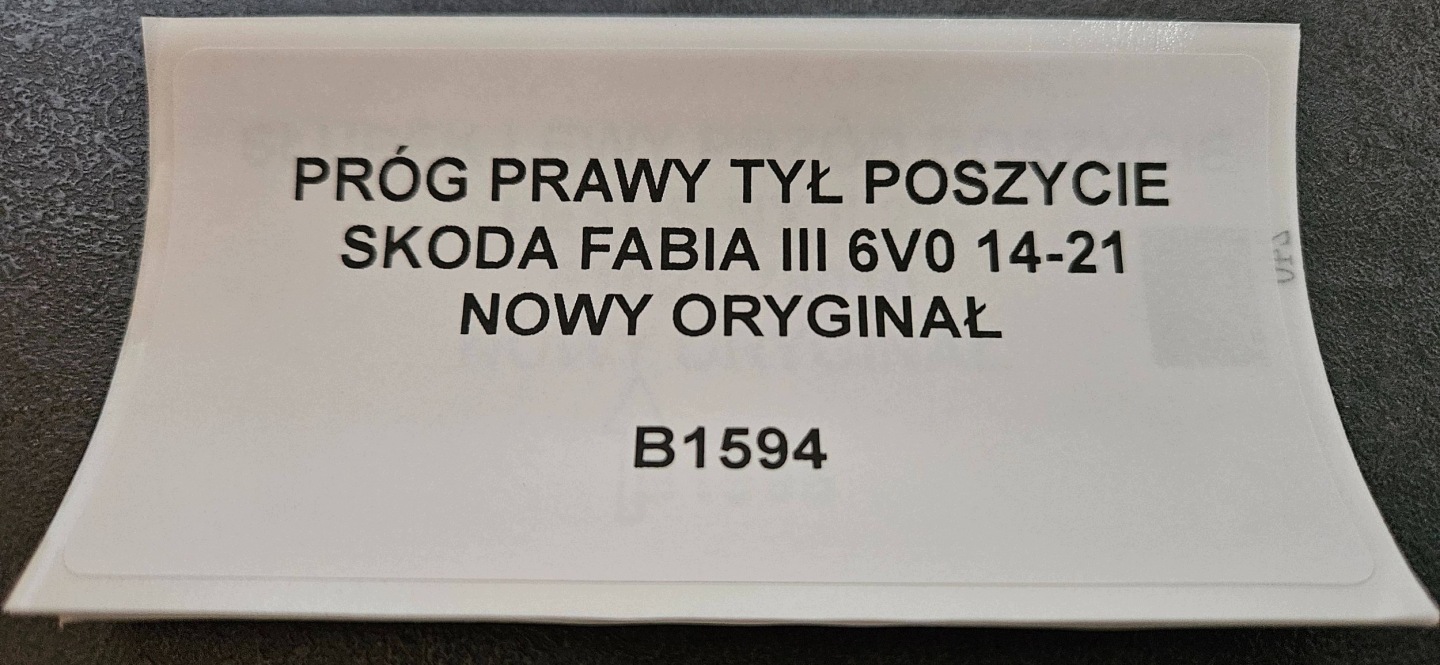 threshold right rear part side SKODA FABIA III 6V0 14-21 new original