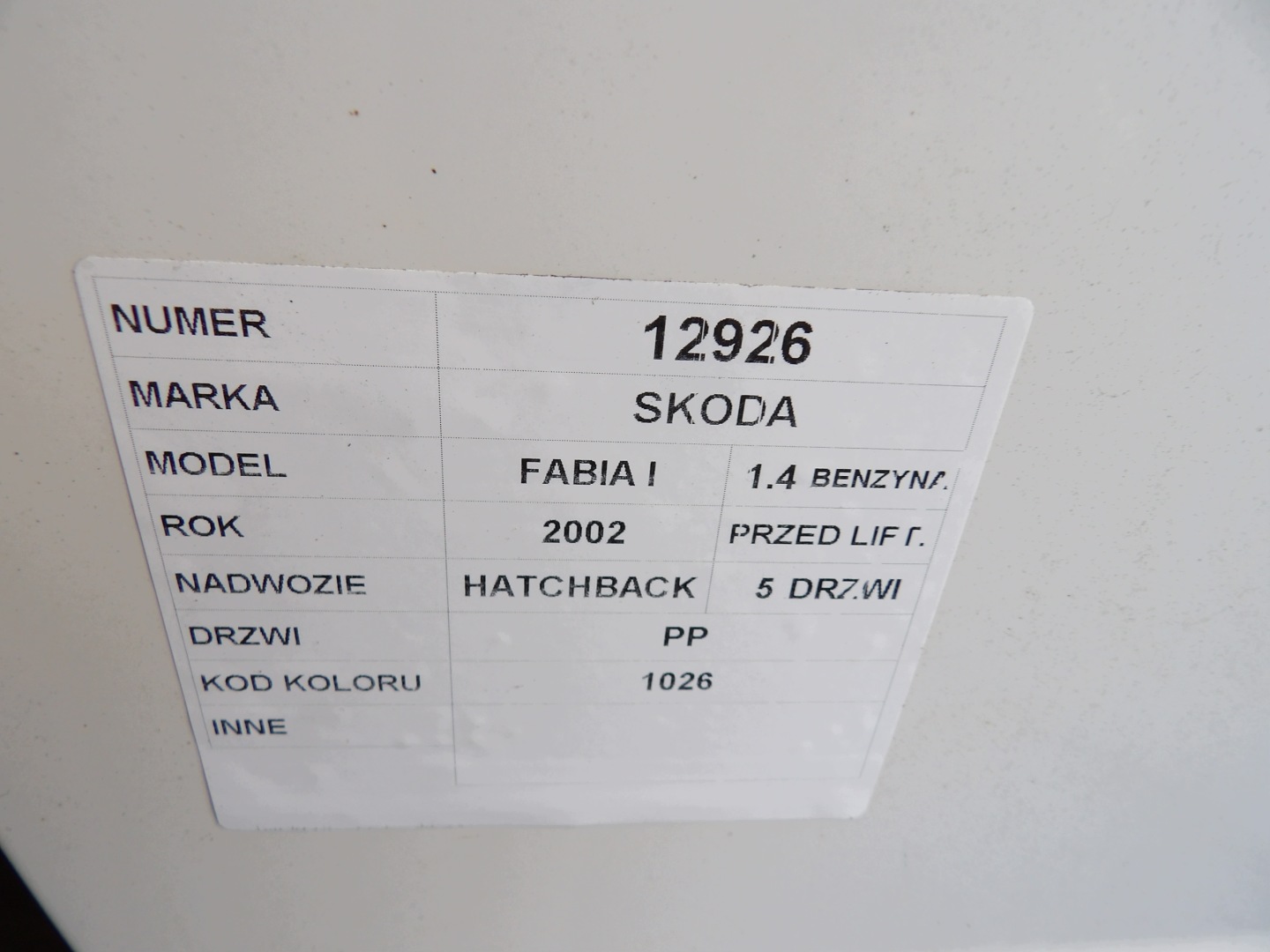 Skoda Fabia and door front right 1026 HB