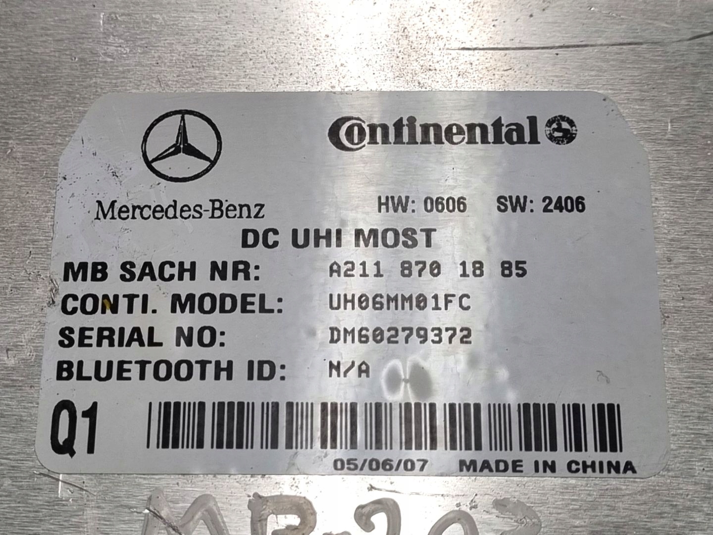 control unit Bluetooth Mercedes-Benz C W203 facelift CL203 2007 A2118701885