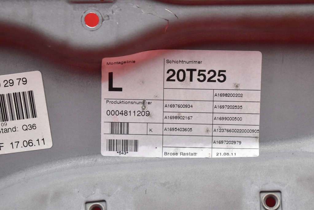 window regulator left front EU A1697202979 MERCEDES A-KLASA W169 LIFT 08-12